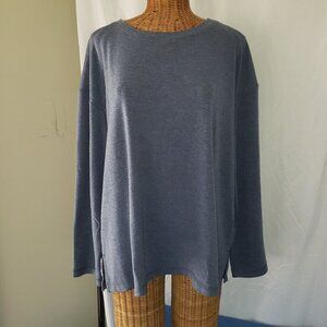 New Direction Intimates Plus Size Long Sleeve Scoop Neck Top Heather Blue XL